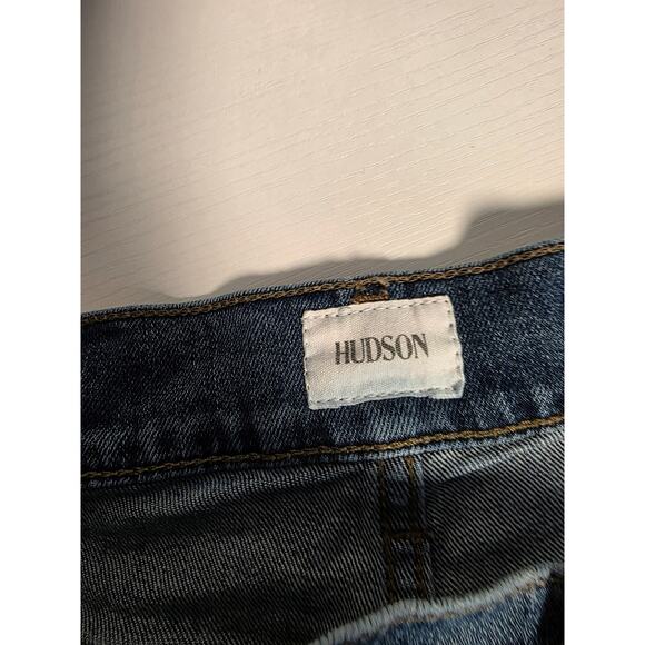 Men's Size 38 Hudson Ethan Biker Moto Skinny Blue Jeans Kuban Wash StreetWear - Picture 8 of 9